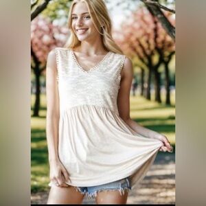 HEIMISH USA Cream Lace Tank Top
